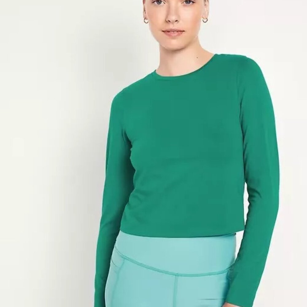 NWT Old Navy Long-Sleeve Bestee T-Shirt XS TALL Serpentine Green